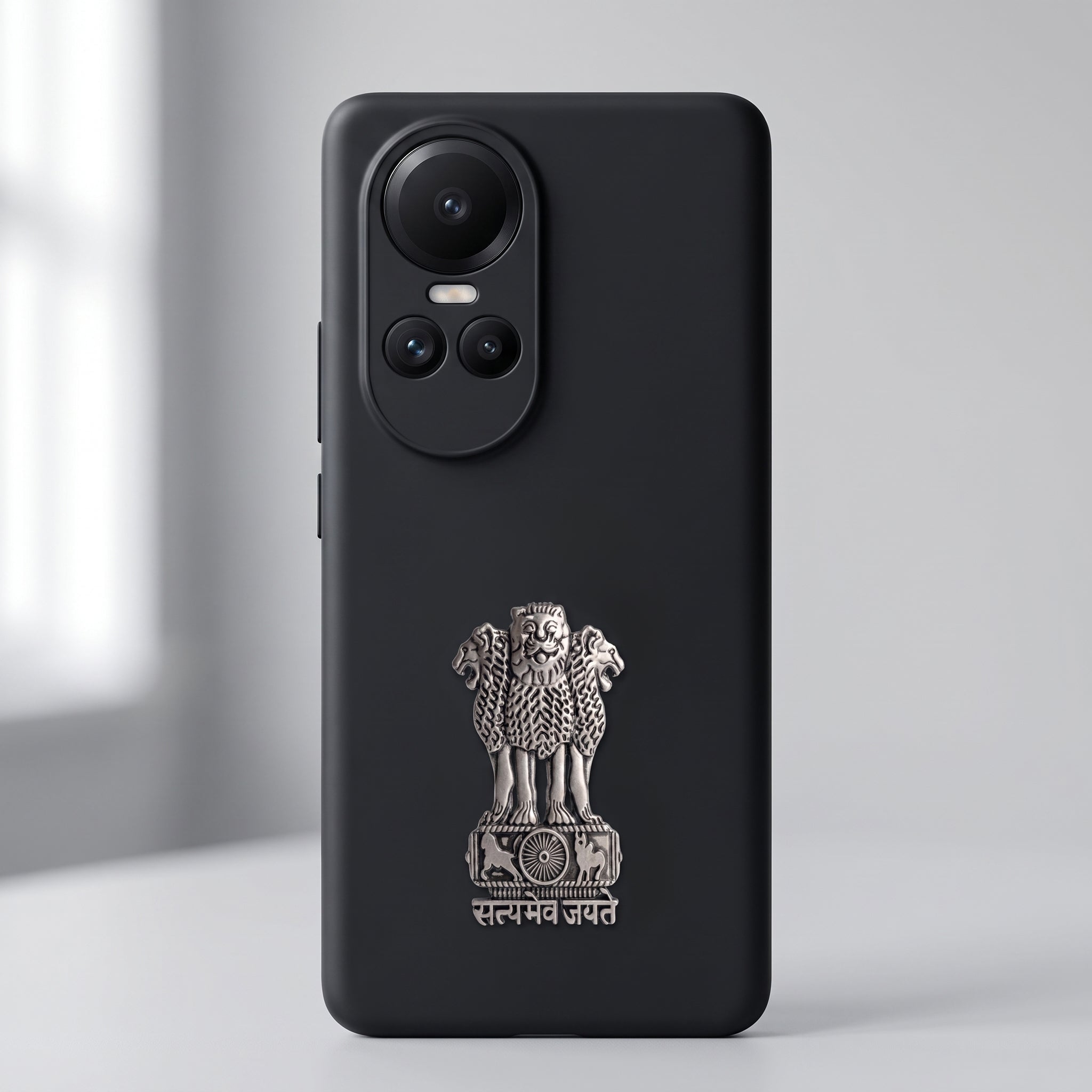 Oppo Reno 10 5G Compatible Satyamev Jayate 3D Metal Emblem Sticker