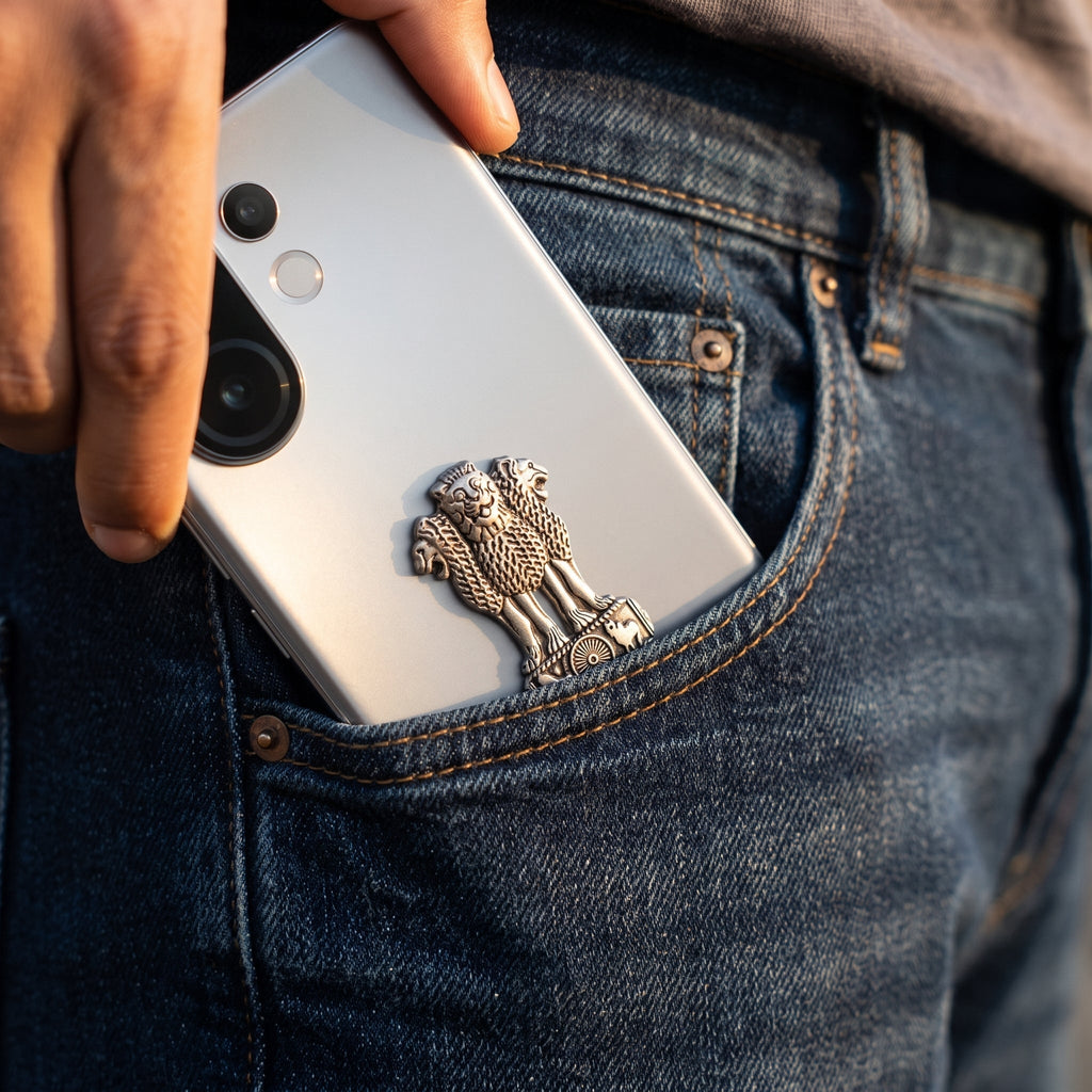 Vivo V60 5G Compatible Satyamev Jayate 3D Metal Emblem Sticker