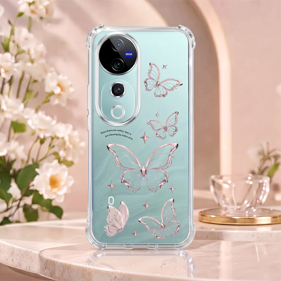 Vivo V40 Pro 5G Transparent Butterfly Anti-Yellow Airbag Cover