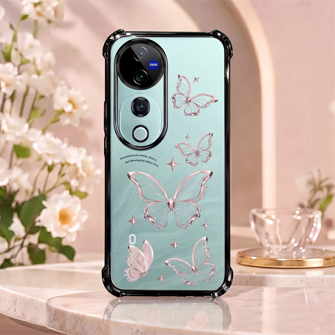 Vivo V40 Pro 5G Transparent Butterfly Anti-Yellow Airbag Cover