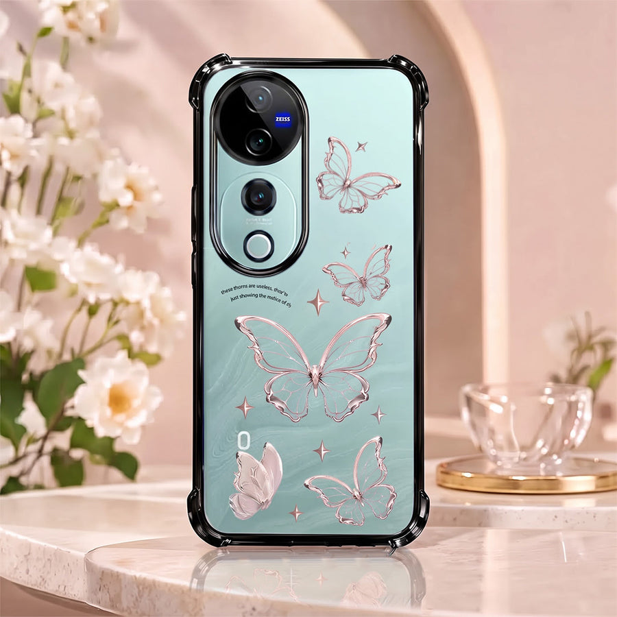 Vivo V40 Pro 5G Transparent Butterfly Anti-Yellow Airbag Cover