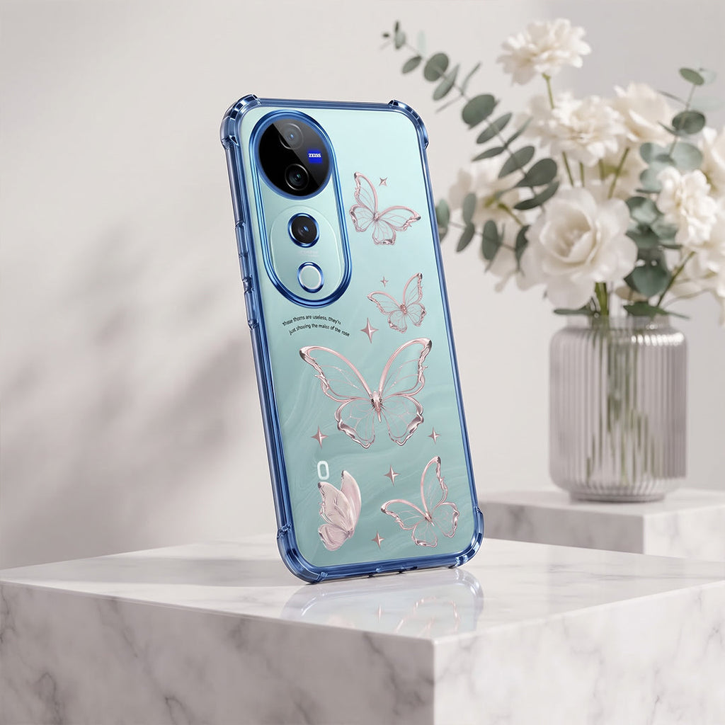 Vivo V40 Pro 5G Transparent Butterfly Anti-Yellow Airbag Cover