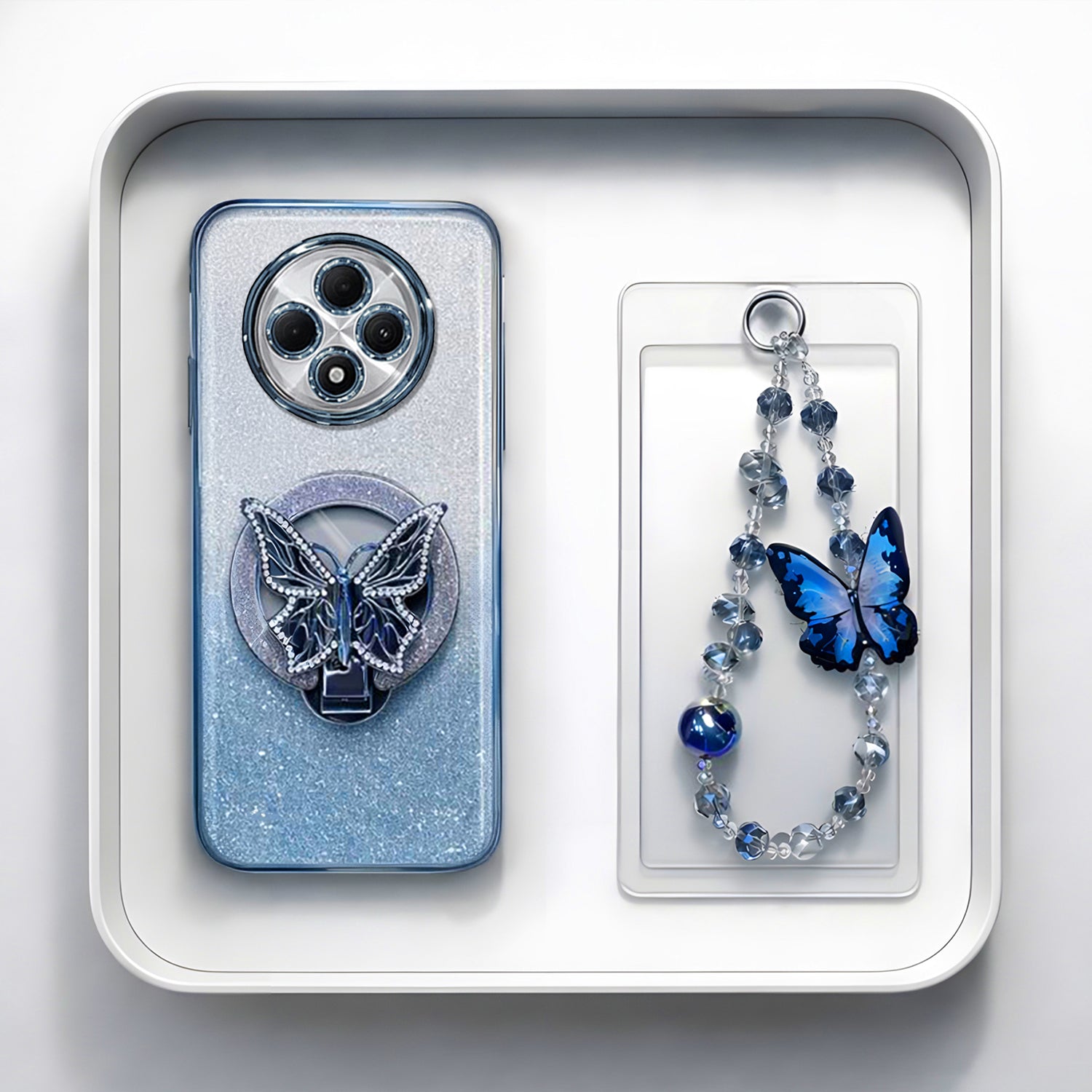Oppo Reno 12F 5G Stunning Shimmer Electroplating Butterfly Stand Charm Case