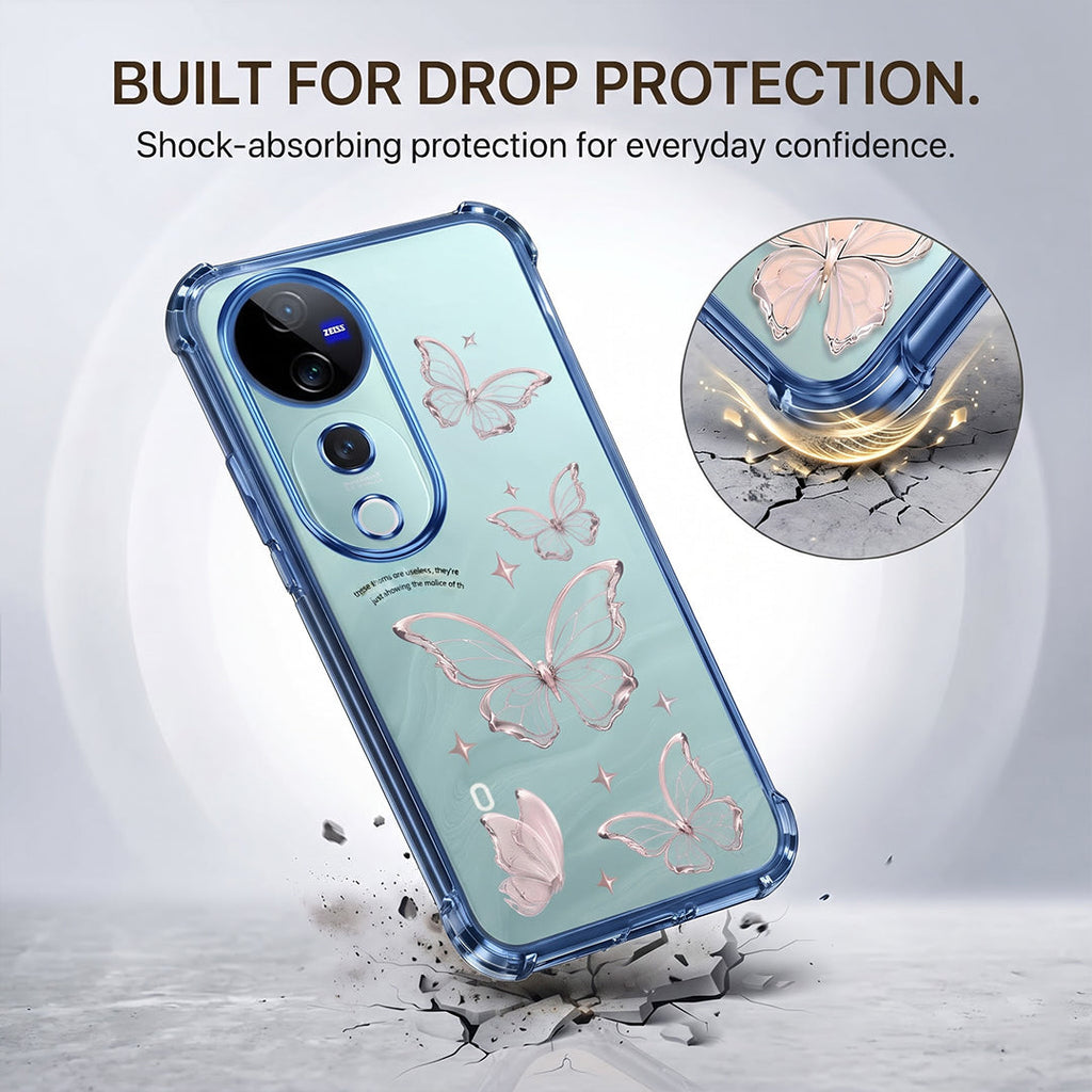 Vivo V40 Pro 5G Transparent Butterfly Anti-Yellow Airbag Cover