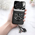 Redmi Note 14 Pro+ 5G Premium Leather Lens Butterfly Stand Case with Charm Strap