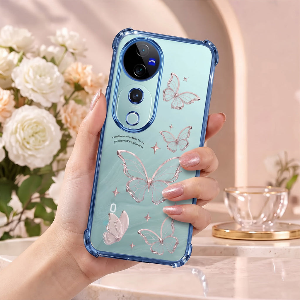 Vivo V40 Pro 5G Transparent Butterfly Anti-Yellow Airbag Cover