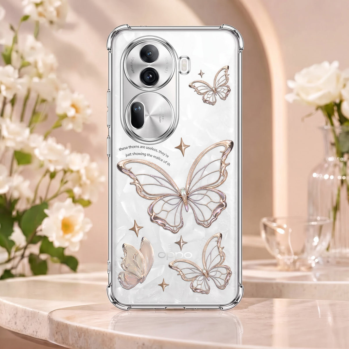 Oppo Reno 11 Pro 5G Transparent Butterfly Anti-Yellow Airbag Cover