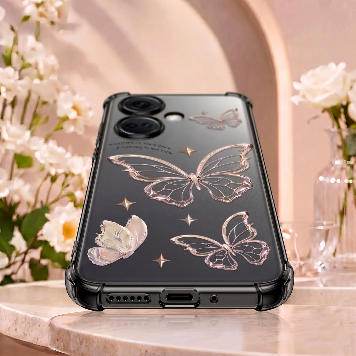 Oneplus Nord CE3 5G Transparent Butterfly Anti-Yellow Airbag Cover