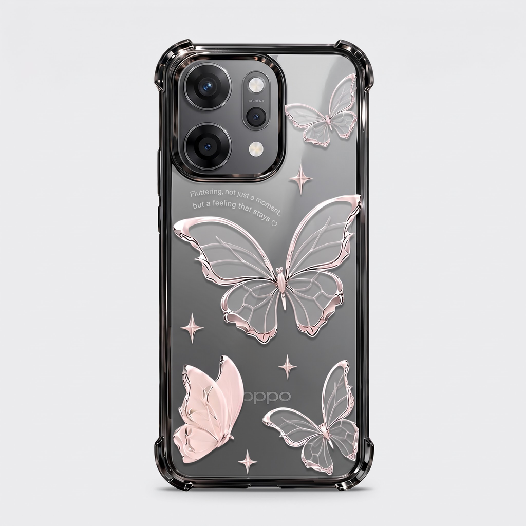 Oppo Reno 14 Pro 5G Transparent Butterfly Anti-Yellow Airbag Cover