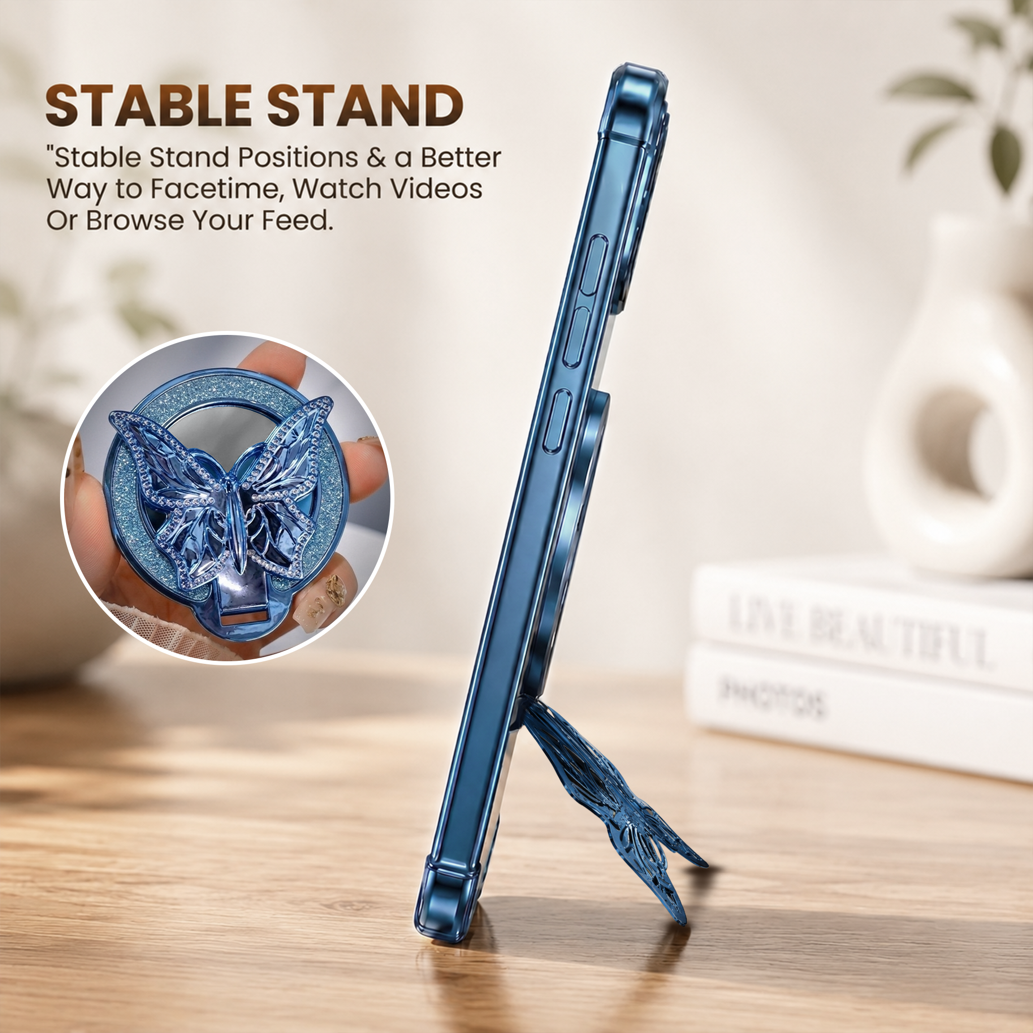 Vivo Y200 5G Premium Butterfly Stand Airbags Case