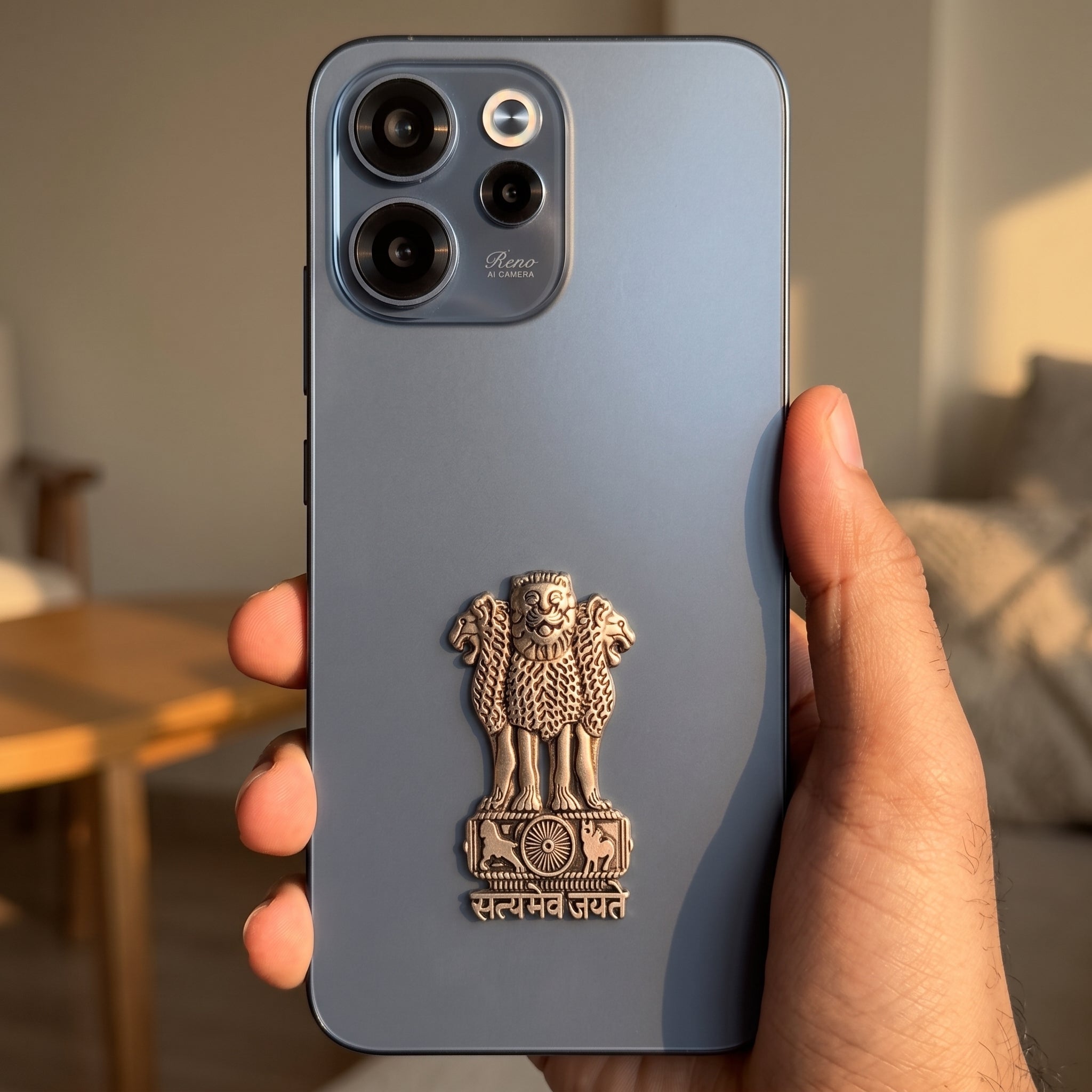 Oppo Reno 15C 5G Compatible Satyamev Jayate 3D Metal Emblem Sticker