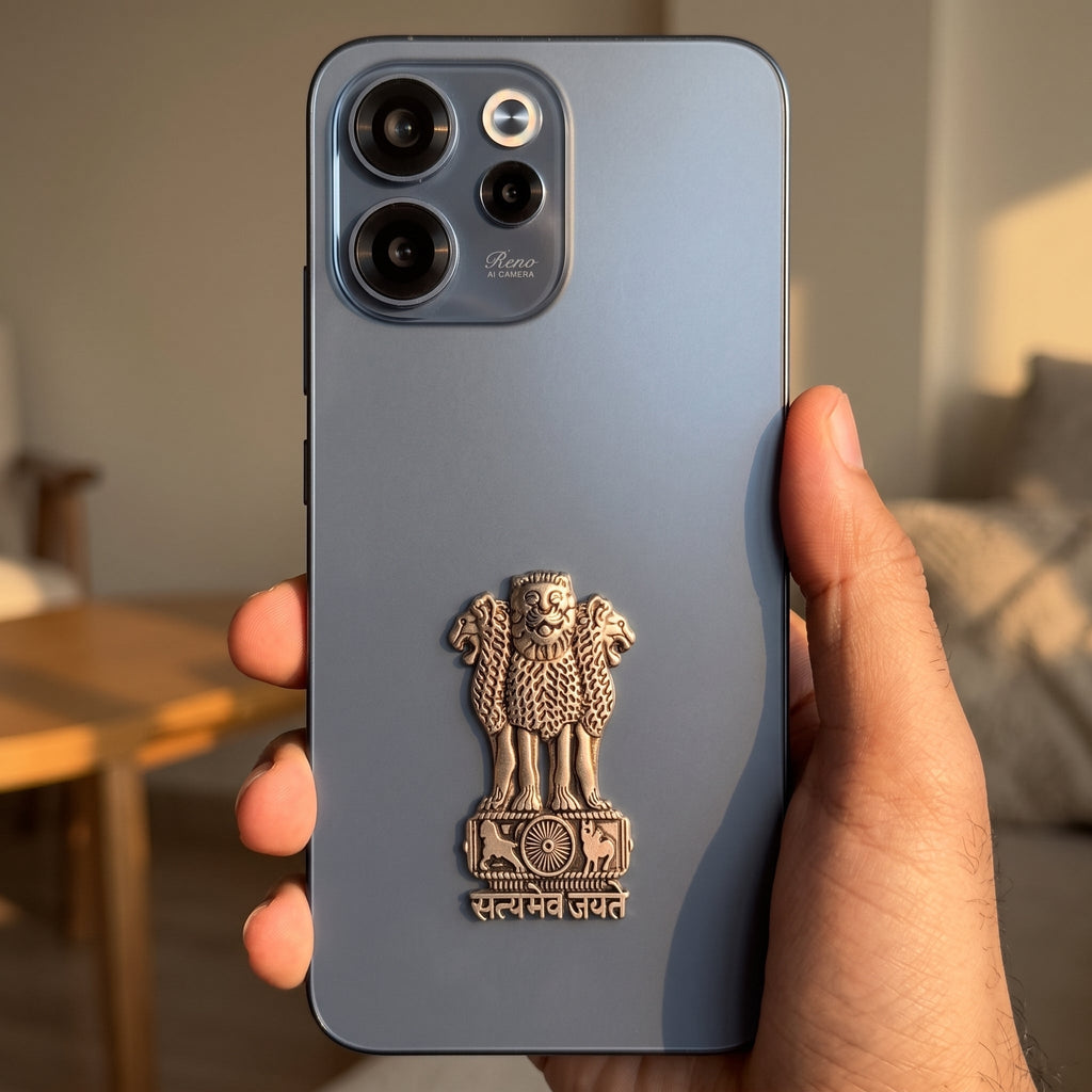 Oppo Reno 15C 5G Compatible Satyamev Jayate 3D Metal Emblem Sticker
