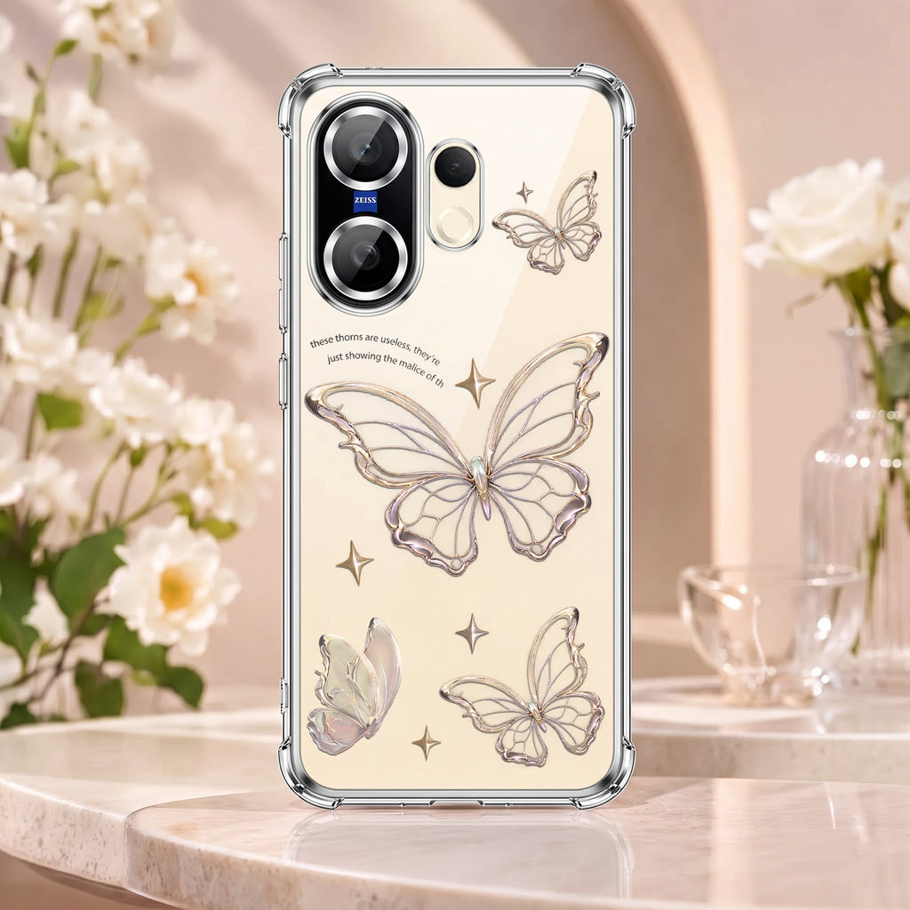 Vivo X200 FE 5G Transparent Butterfly Anti-Yellow Airbag Cover