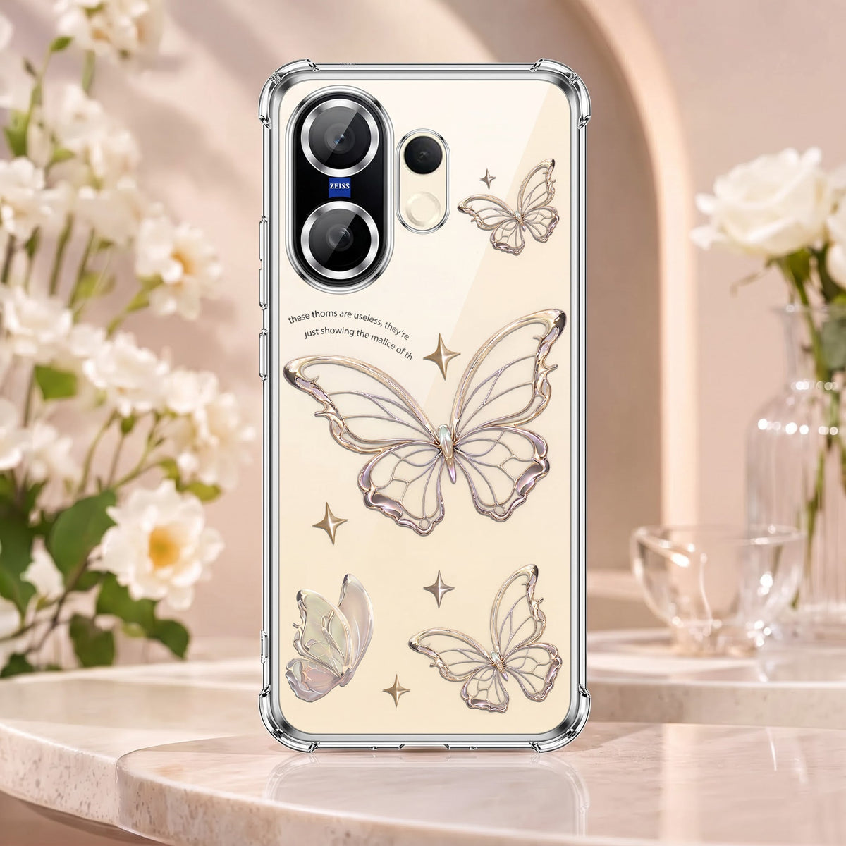 Vivo X200 FE 5G Transparent Butterfly Anti-Yellow Airbag Cover
