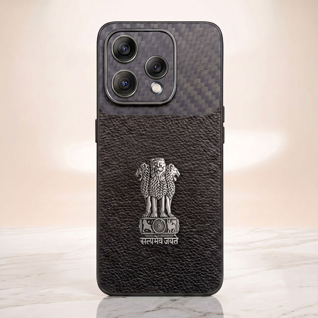 Oppo Reno 15 5G Satyamev Jayate Carbon Fiber Leather Hybrid Phone Case