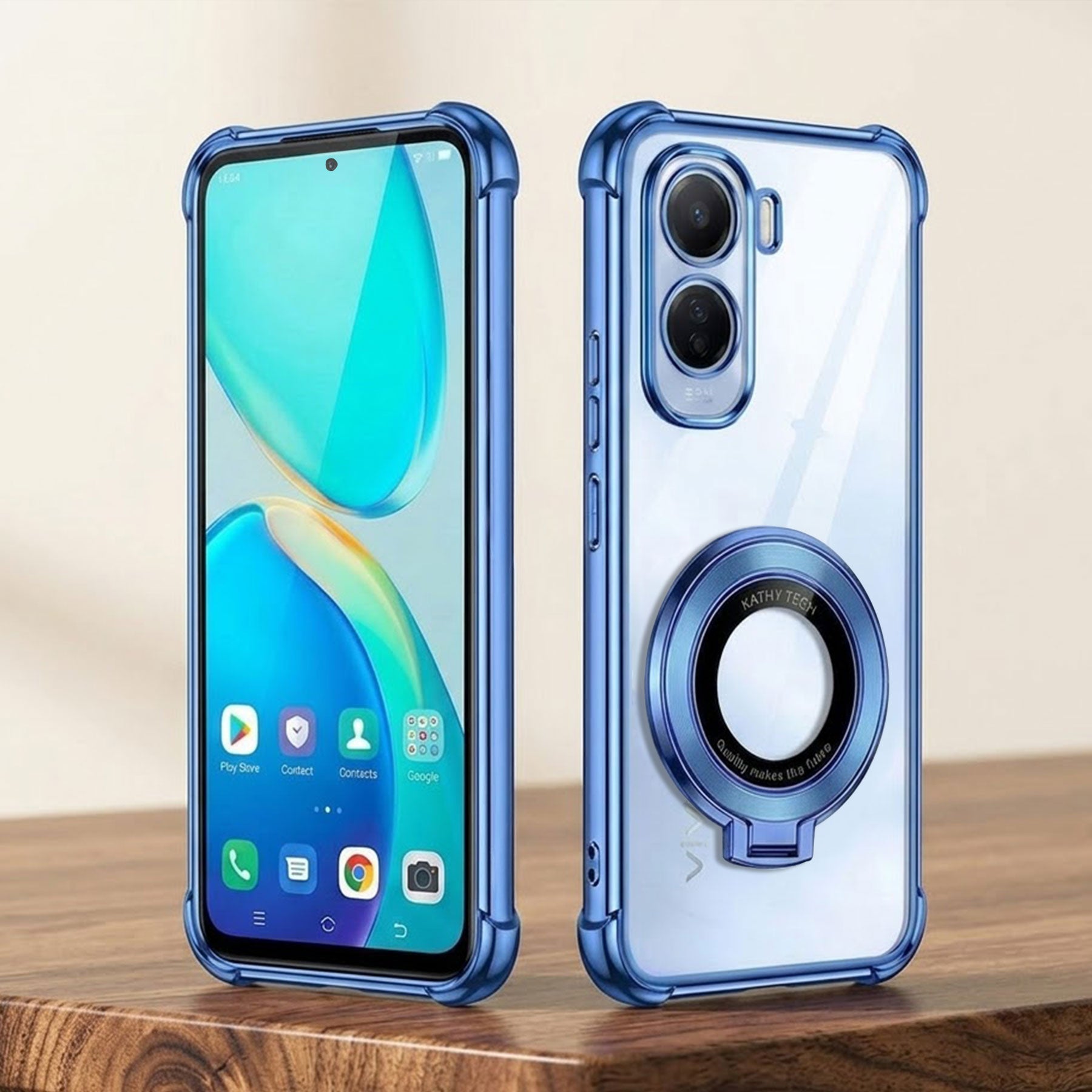 Vivo T5 Pro 5G Original Luxury Magnifier Ring Stand Shockproof Airbags Corner Case