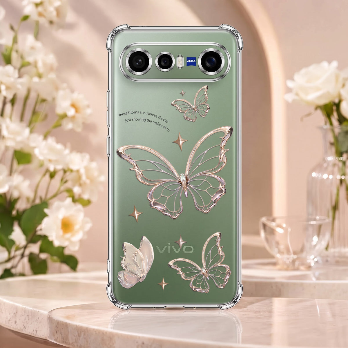 Vivo X300 FE 5G Transparent Butterfly Anti-Yellow Airbag Cover