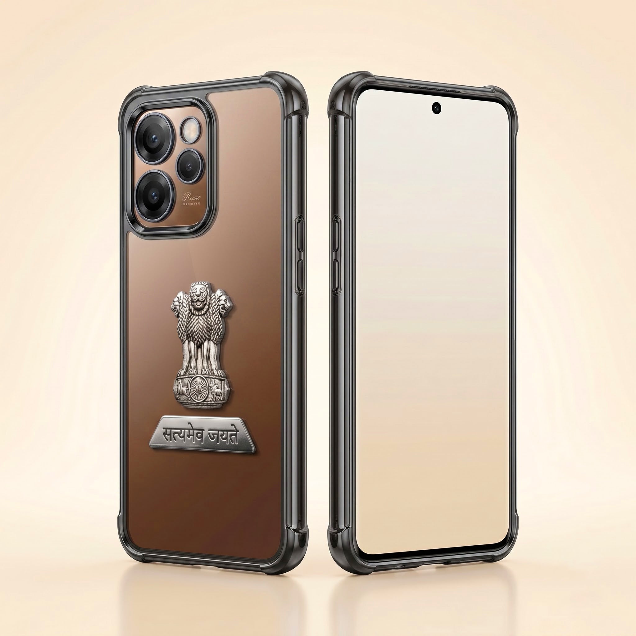 Oppo Reno 15 Pro Mini 5G Satyamev Jayate 2-in-1 Emblem Transparent Shockproof Airbag Case
