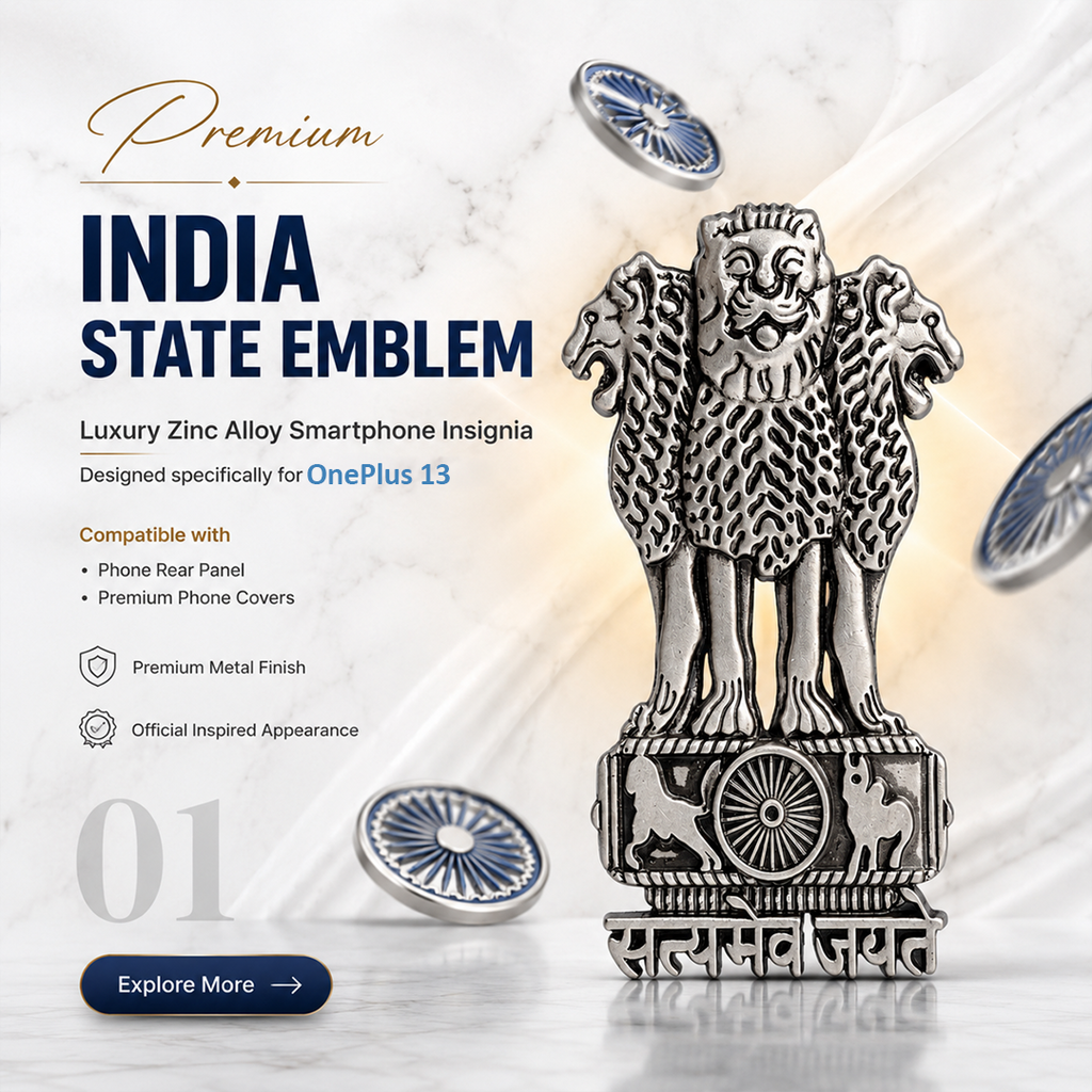 Oppo A59 5G Compatible Satyamev Jayate 3D Metal Emblem Sticker