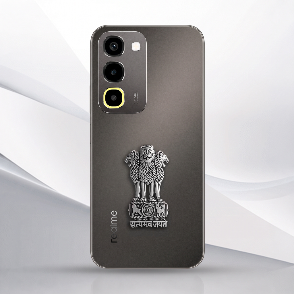 Realme P4R 5G Compatible Satyamev Jayate 3D Metal Emblem Sticker