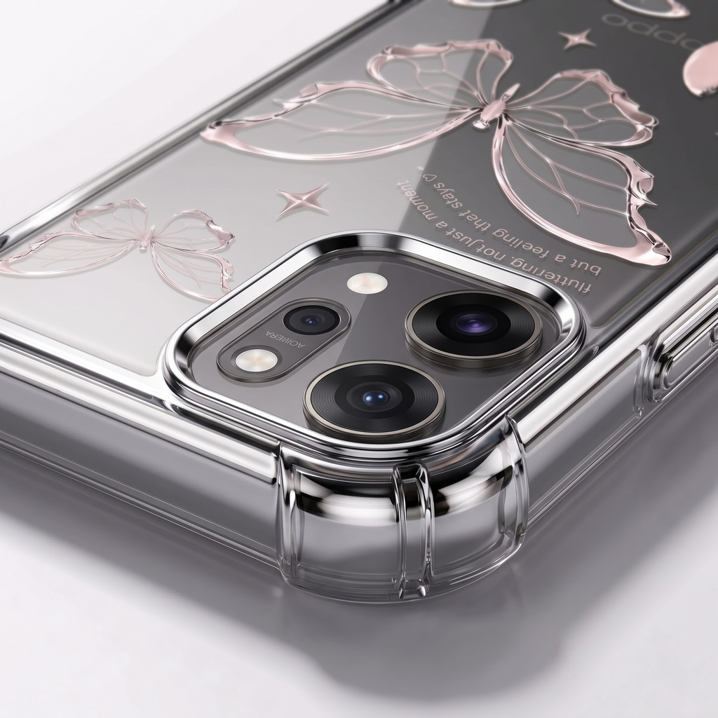 Oppo Reno 14 Pro 5G Transparent Butterfly Anti-Yellow Airbag Cover