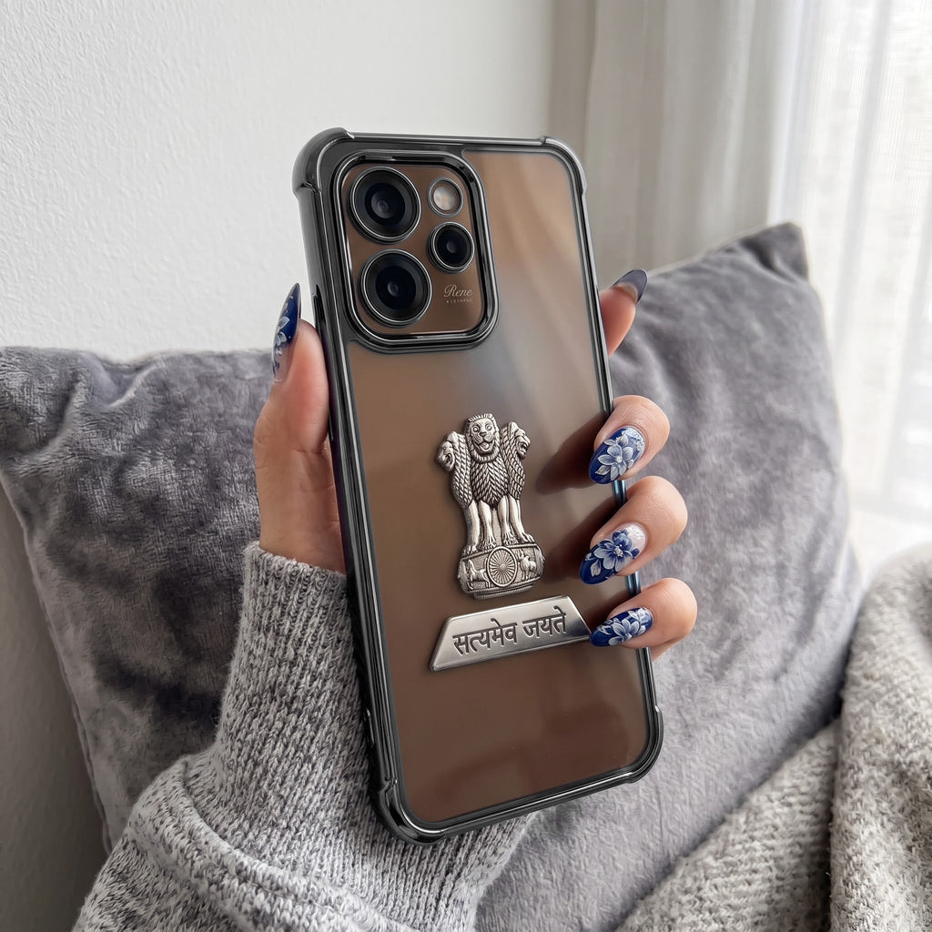 Oppo Reno 15 Pro Mini 5G Satyamev Jayate 2-in-1 Emblem Transparent Shockproof Airbag Case