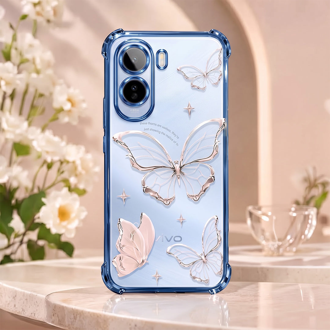 Vivo T4 5G Transparent Butterfly Anti-Yellow Airbag Cover
