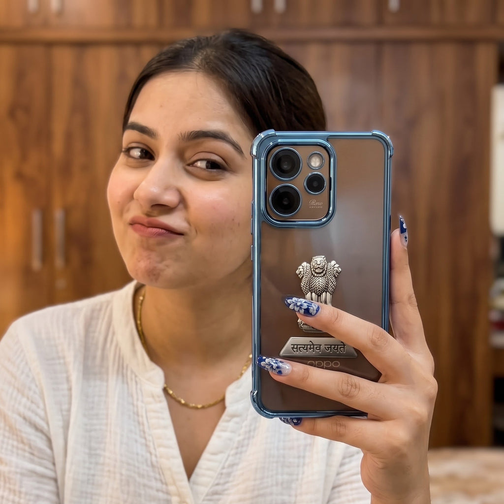 Oppo Reno 15 Pro Mini 5G Satyamev Jayate 2-in-1 Emblem Transparent Shockproof Airbag Case