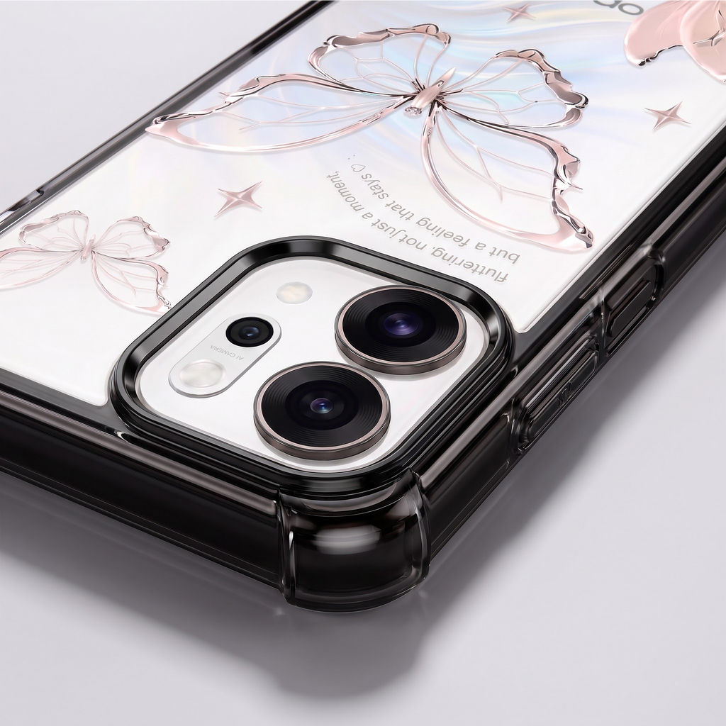 Oppo Reno 14 5G Transparent Butterfly Anti-Yellow Airbag Cover