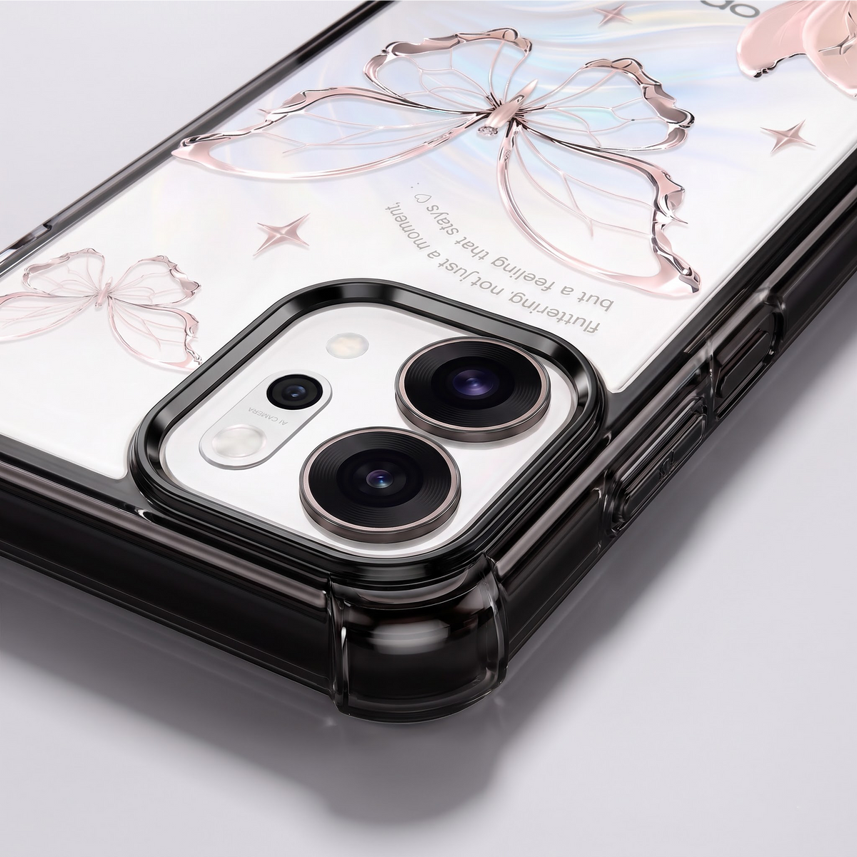 Oppo Reno 14 5G Transparent Butterfly Anti-Yellow Airbag Cover