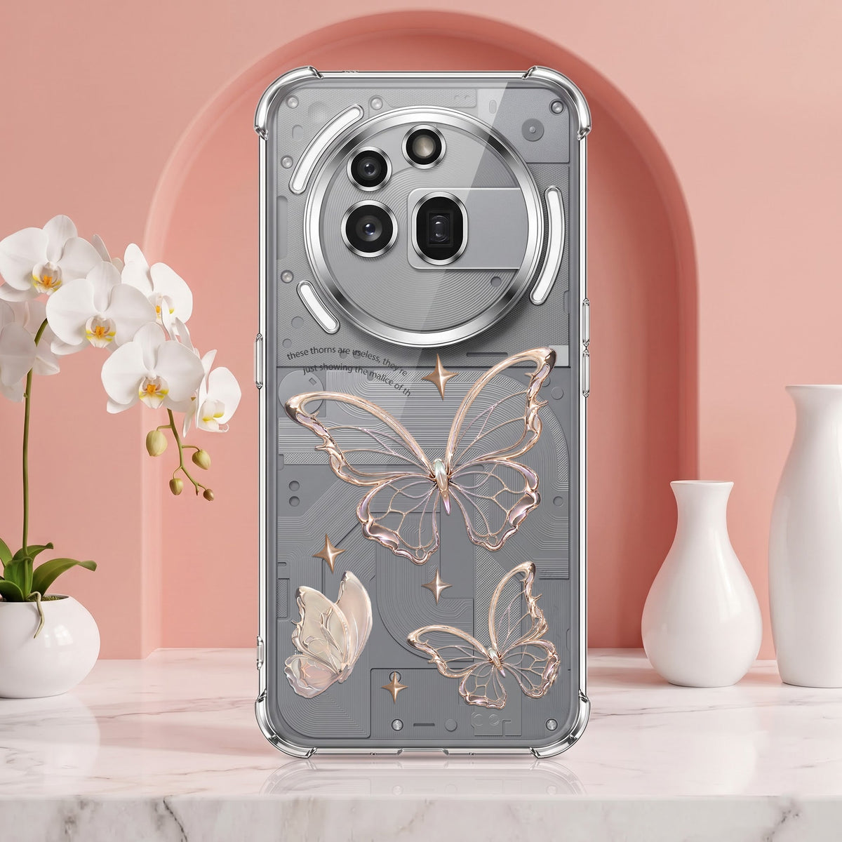Nothing Phone 3A Pro 5G Transparent Butterfly Anti-Yellow Airbag Cover