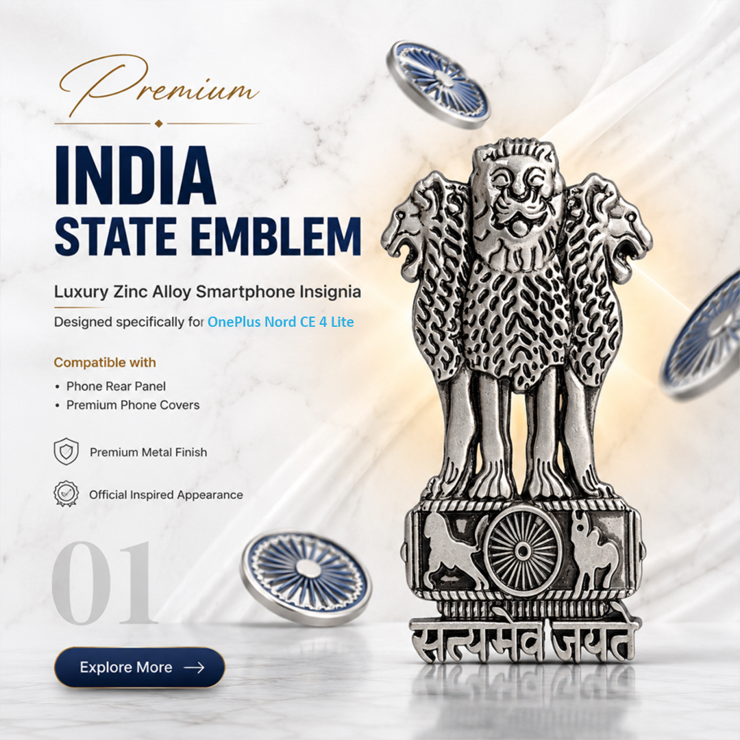 OnePlus Nord CE4 Lite 5G Compatible Satyamev Jayate 3D Metal Emblem Sticker
