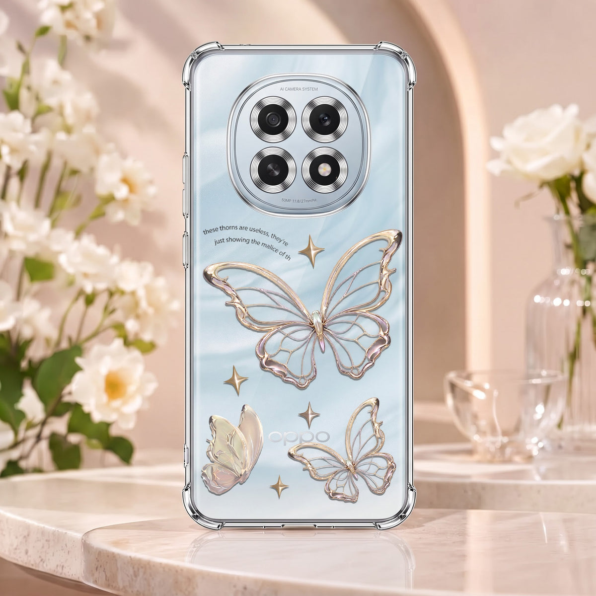 Oppo F29 5G Transparent Butterfly Anti-Yellow Airbag Cover
