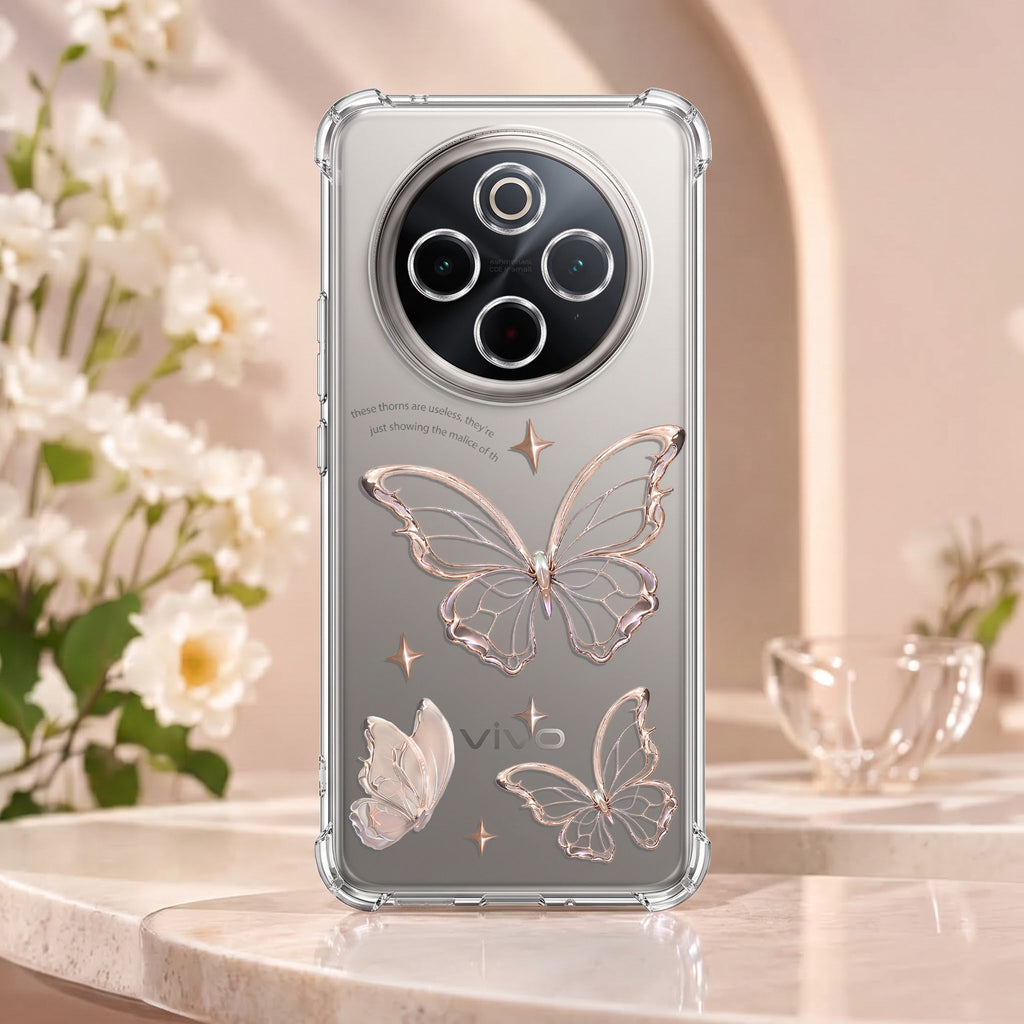 Vivo T4 5G Transparent Butterfly Anti-Yellow Airbag Cover