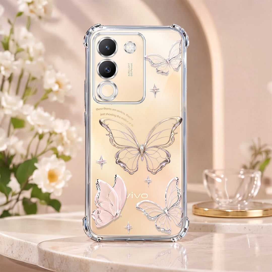Vivo Y200 5G Transparent Butterfly Anti-Yellow Airbag Cover