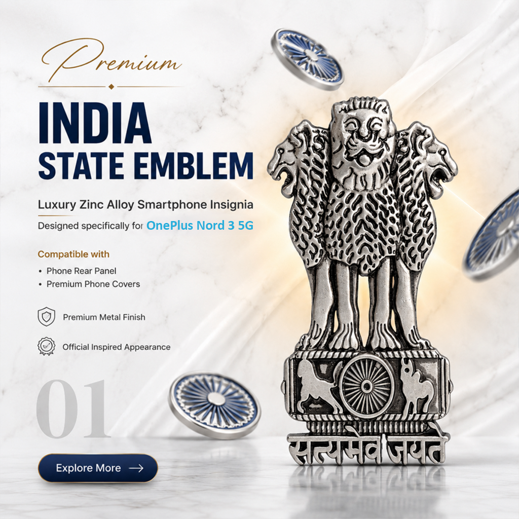OnePlus Nord 3 5G Compatible Satyamev Jayate 3D Metal Emblem Sticker