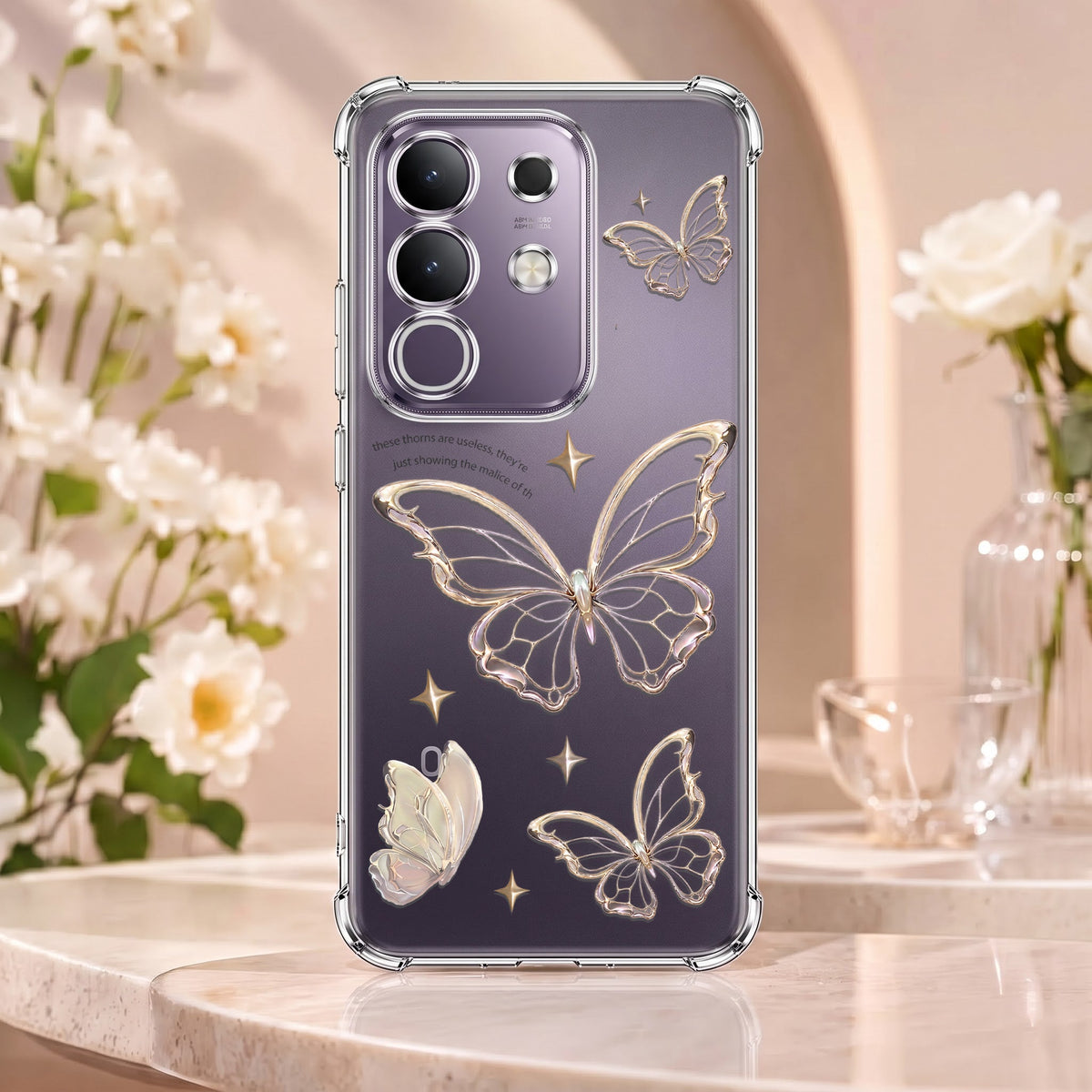Vivo T4X 5G Transparent Butterfly Anti-Yellow Airbag Cover