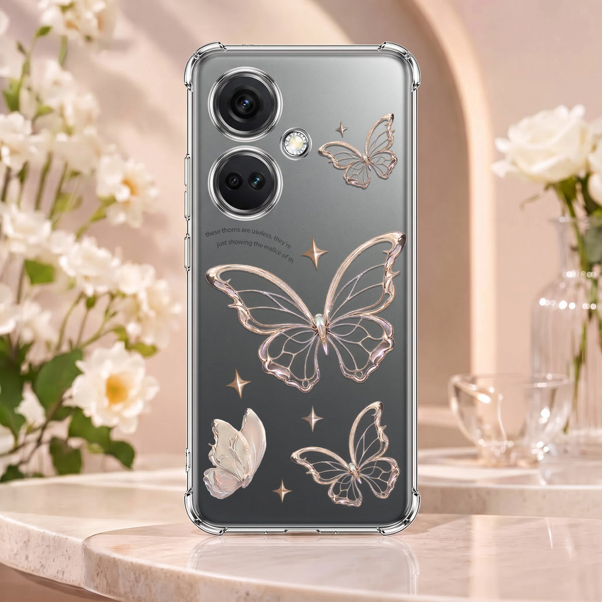 Oneplus Nord CE3 5G Transparent Butterfly Anti-Yellow Airbag Cover