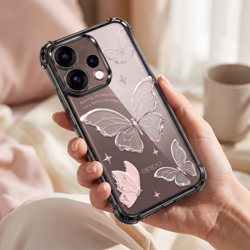 Oppo Reno 15 5G Transparent Butterfly Anti-Yellow Airbag Cover