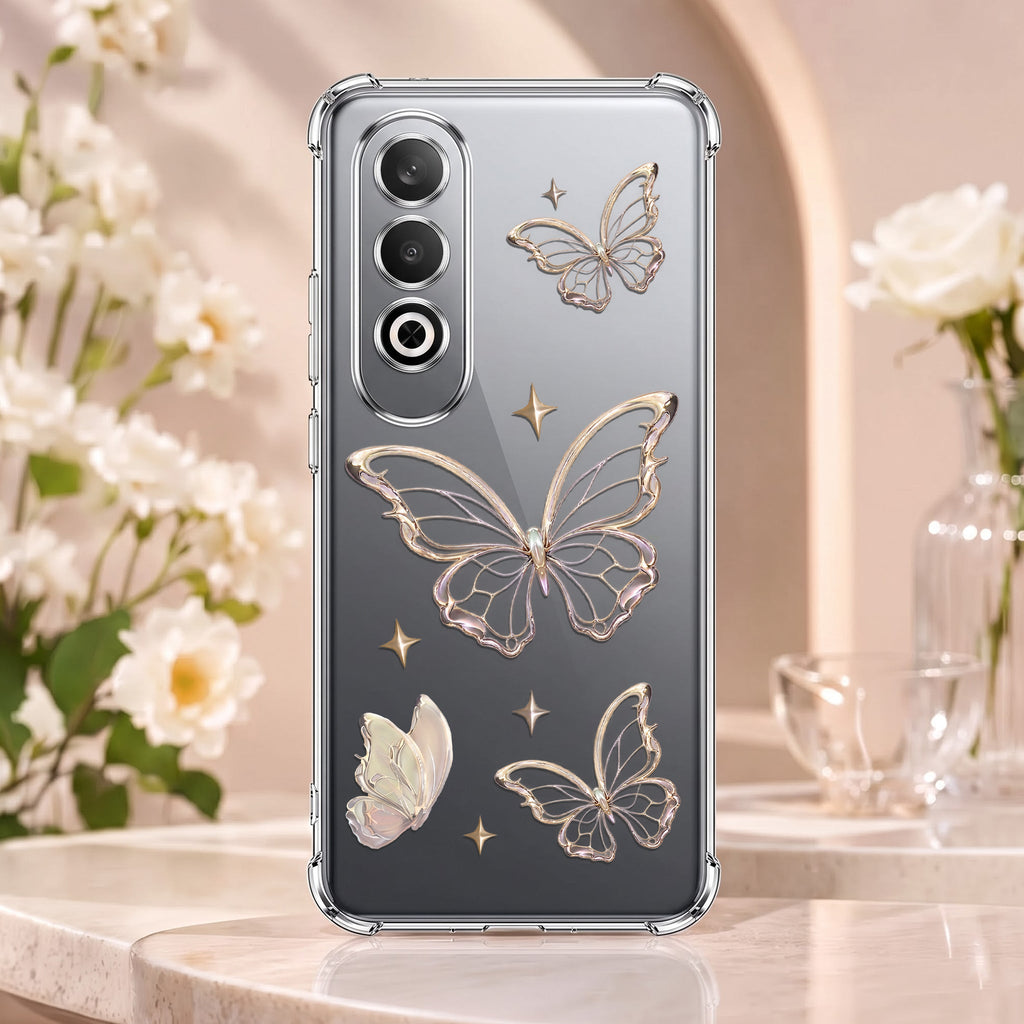 Oneplus Nord CE4 5G Transparent Butterfly Anti-Yellow Airbag Cover