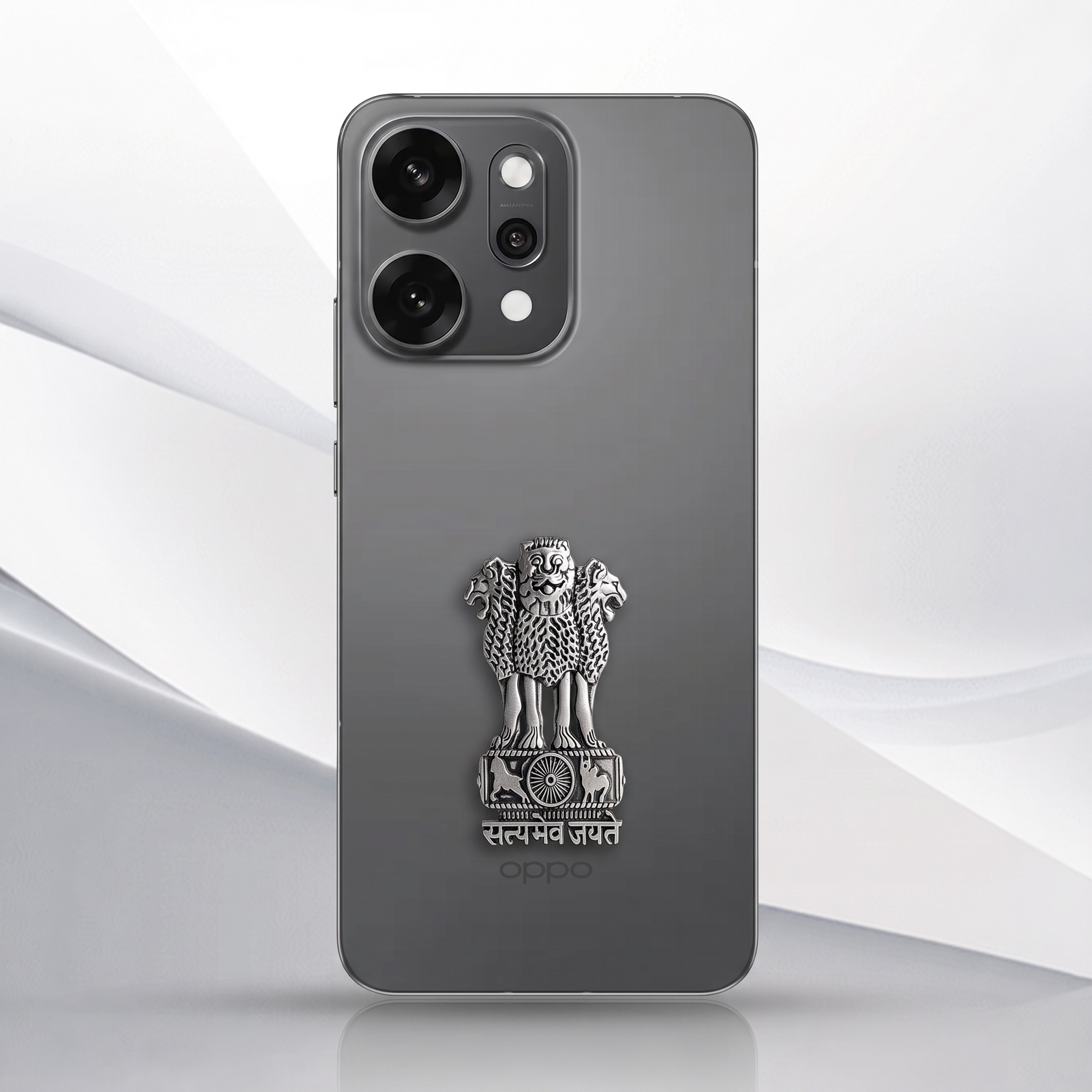 OPPO Reno 14 Pro 5G Compatible Satyamev Jayate 3D Metal Emblem Sticker