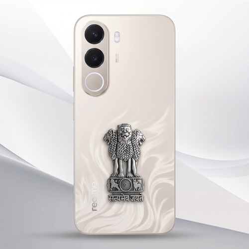 Realme C100x 5G Compatible Satyamev Jayate 3D Metal Emblem Sticker