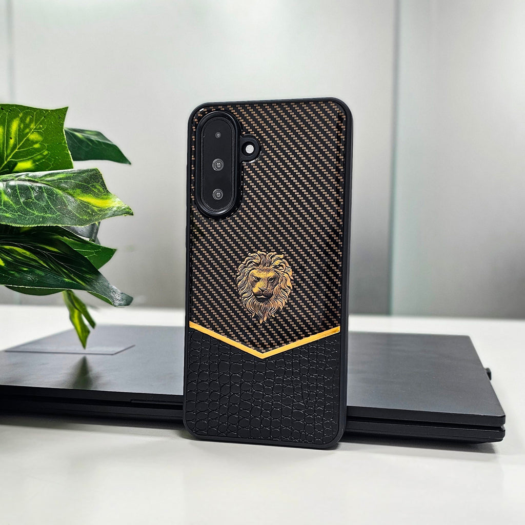 Samsung Galaxy A56 5G Luxury Lion Pattern Leather And Liquid Silicone Case