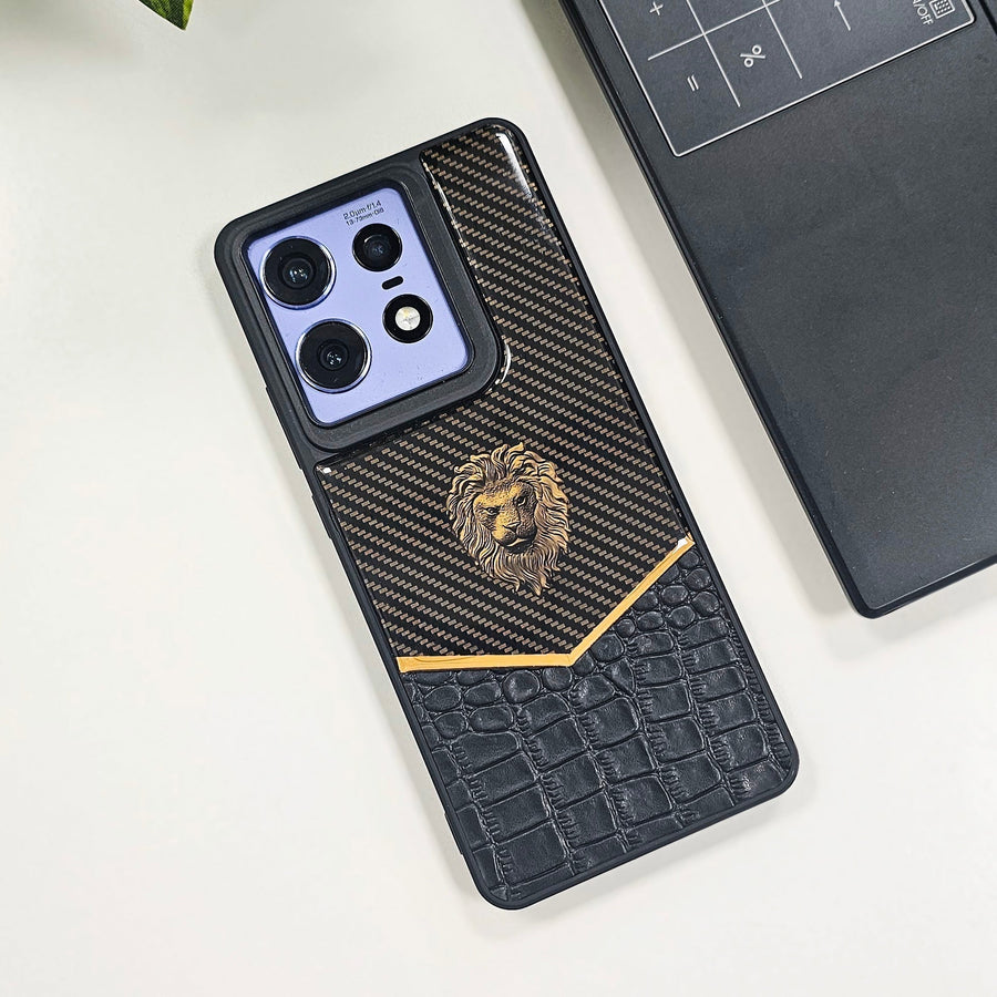 Motorola Edge 50 Pro 5G Luxury Lion Pattern Leather And Liquid Silicone Case