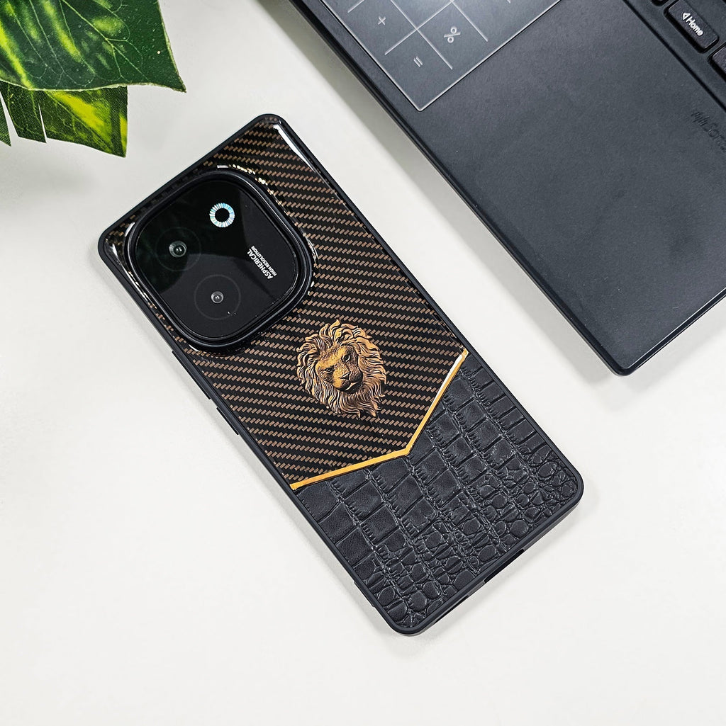 Vivo T3 Pro 5G Luxury Lion Pattern Leather And Liquid Silicone Case