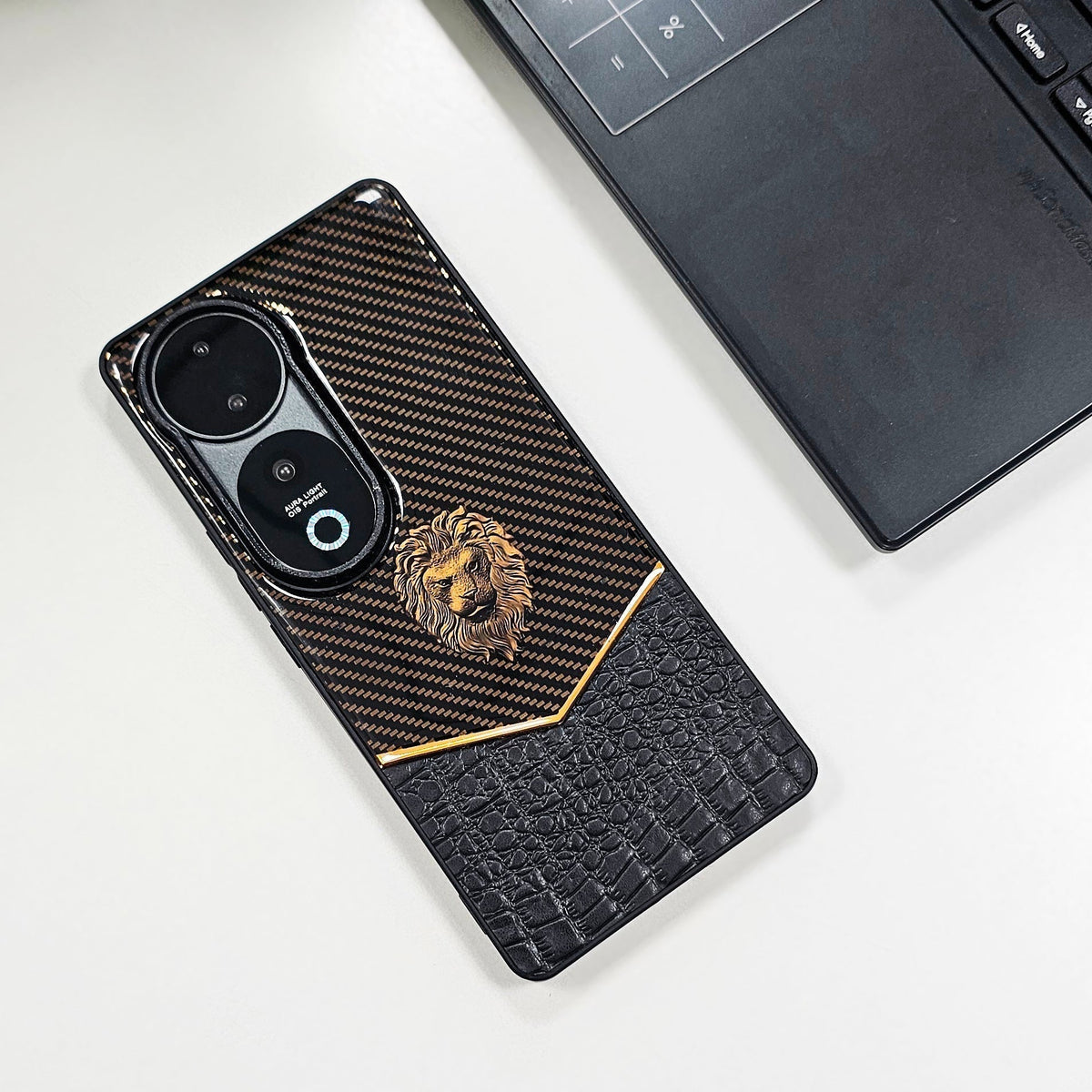 Vivo V40 Pro 5G Luxury Lion Pattern Leather And Liquid Silicone Case