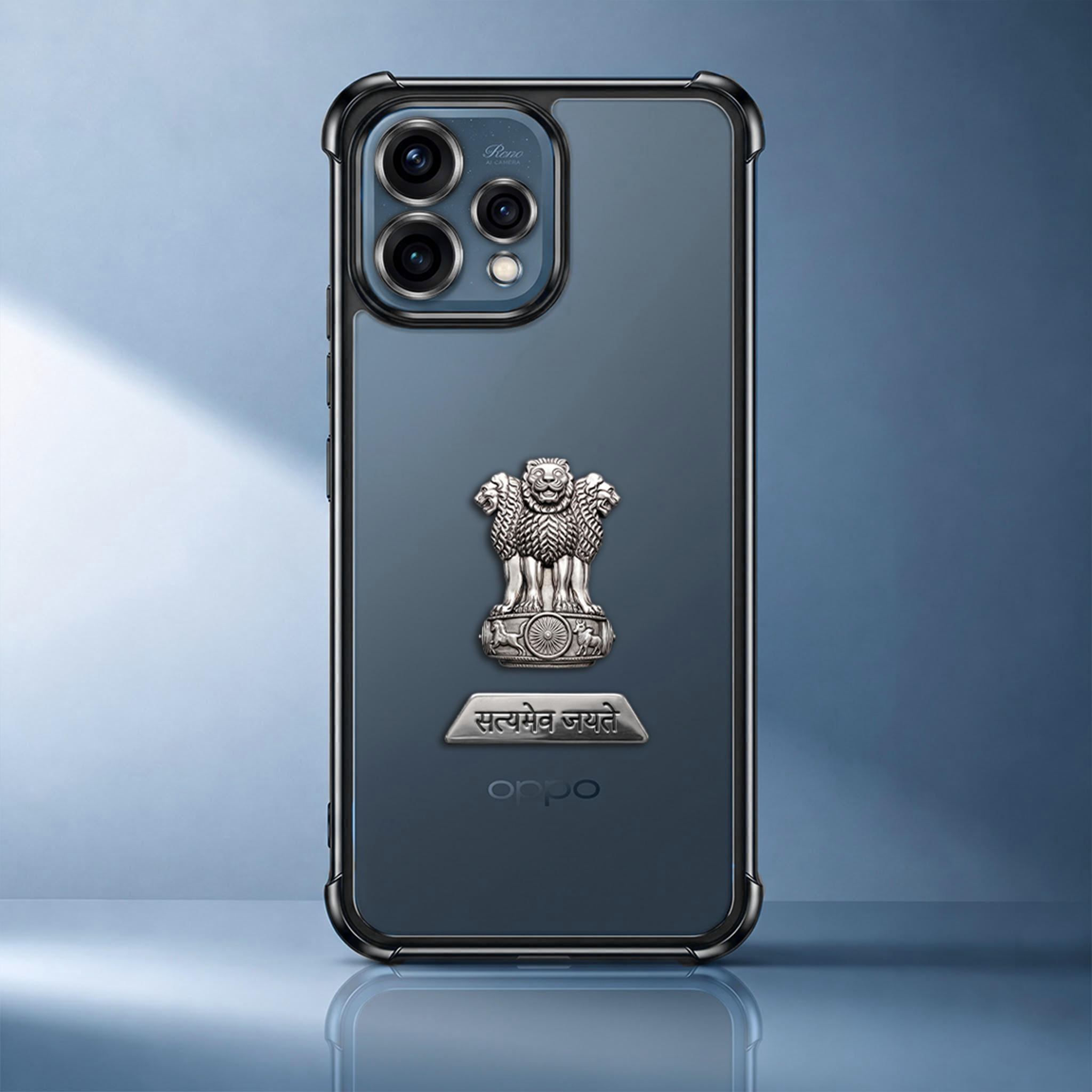 Oppo Reno 15 5G Satyamev Jayate 2-in-1 Emblem Transparent Shockproof Airbag Case