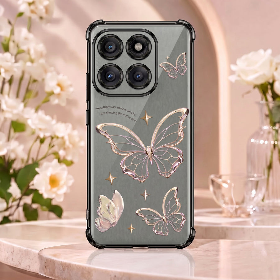 Motorola Edge 60 Pro 5G Transparent Butterfly Anti-Yellow Airbag Cover