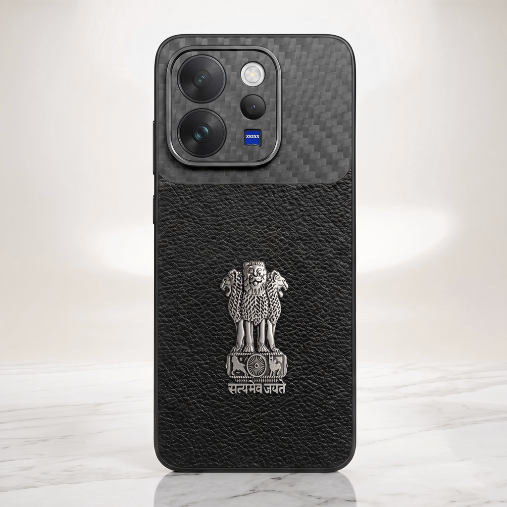 Vivo V70 5G Satyamev Jayate Carbon Fiber Leather Hybrid Phone Case