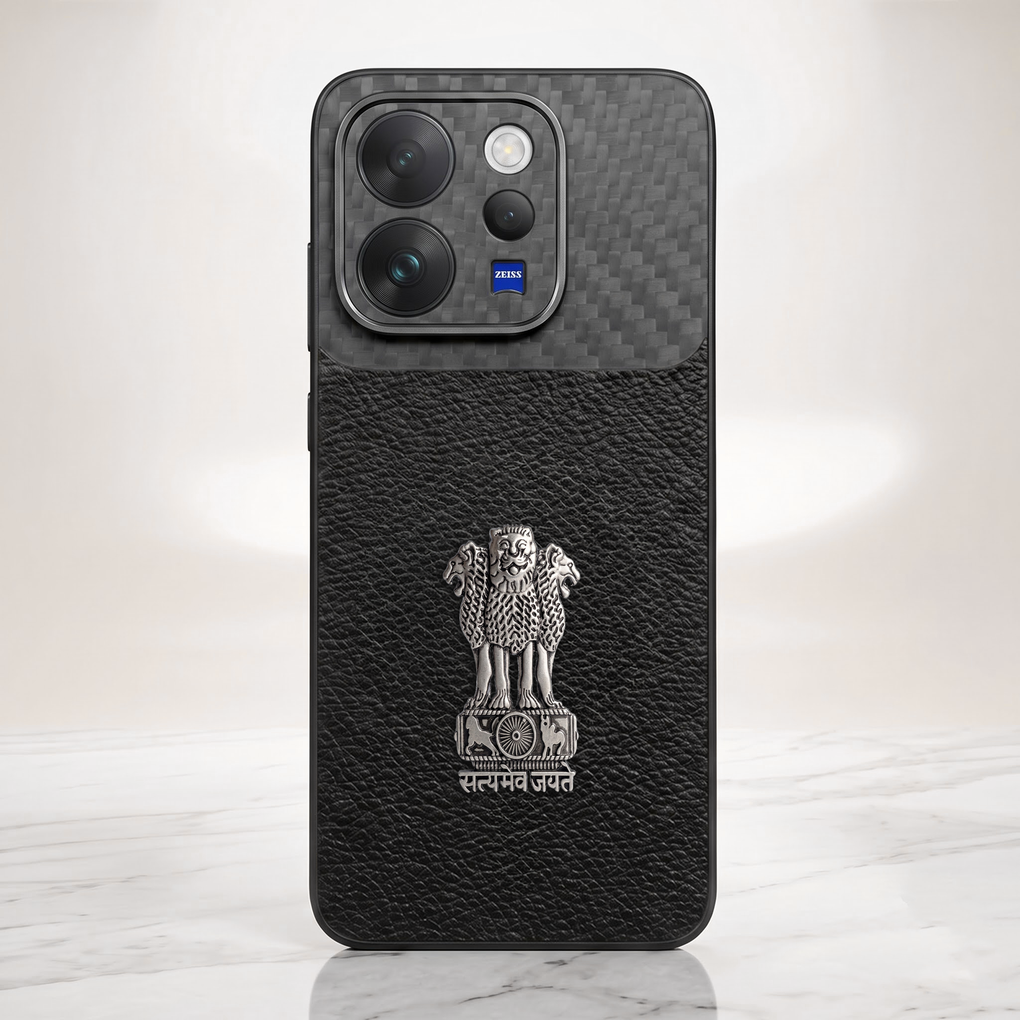 Vivo V70 5G Satyamev Jayate Carbon Fiber Leather Hybrid Phone Case